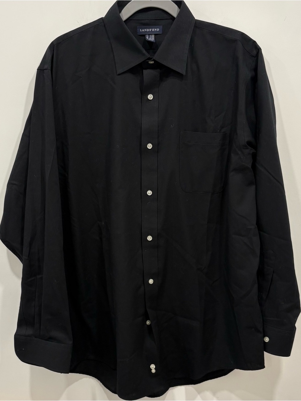 Lands End Mens Black Button Down Long Sleeve Shirt Size
17 x 35 Cotton Blend